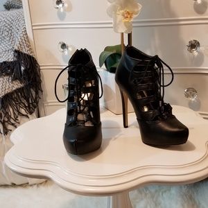 Black Lace-Up Booties